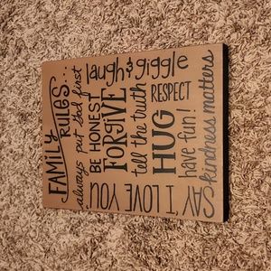 Michelle L. Kildow Family Rules Wooden Sign